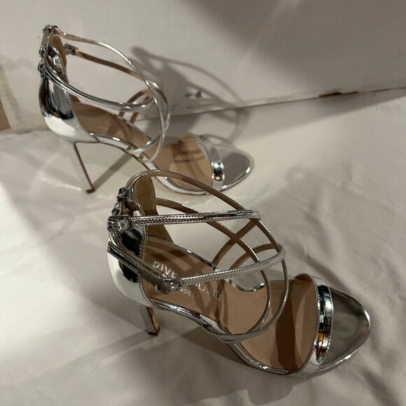 River Island Wide Fit Metallic Cross Strap Barely There Silver EU 41 - Picture 7 of 9